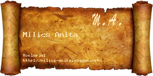 Milics Anita névjegykártya